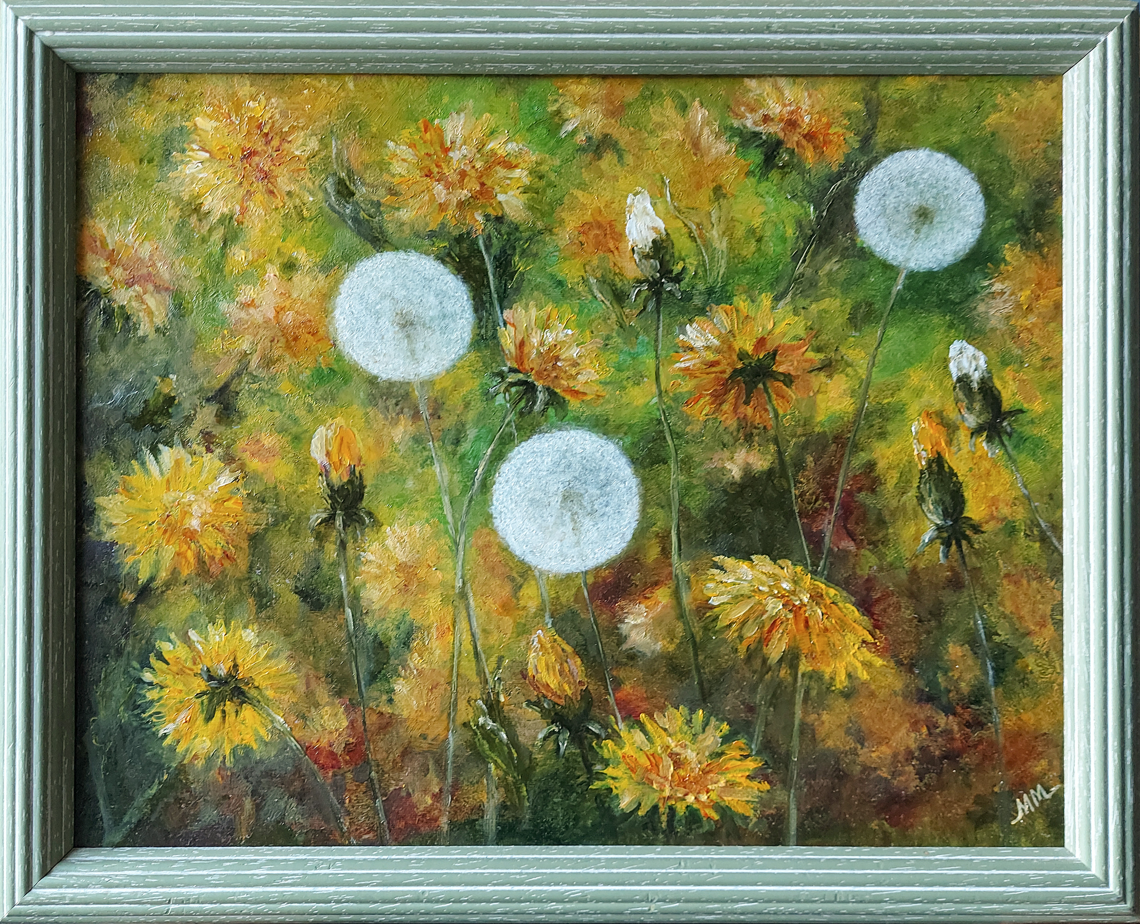 Joyful Dandelions, original oil painting by Mila Moroko